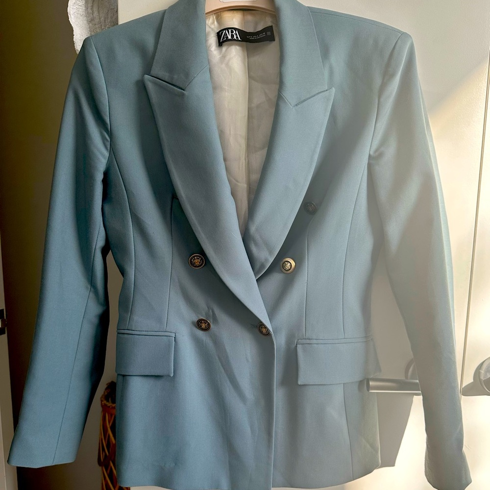 Zara powder blue-grey suit